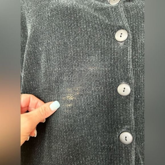 Carolina Colours Plus 90s Black Shag Cuff & Collar Cardigan Sweater sz 18/20 - Picture 11 of 11